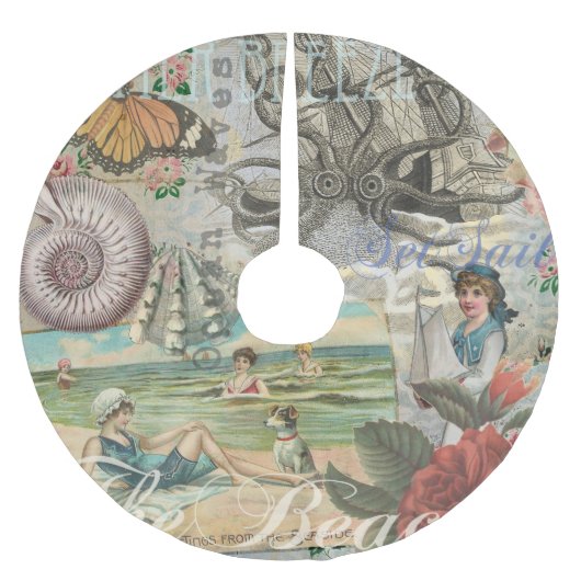 夏のビーチヴィンテージタコアンティーク ブラッシュドポリエステルツリースカート (正面)