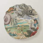 夏のビーチヴィンテージタコアンティーク ラウンドクッション (裏面)