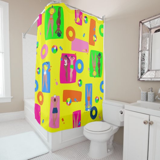 夏のビーチ休暇の日光浴 シャワーカーテン (インサイチュ)