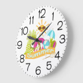 夏のビーチ休暇サングラスに笑顔の太陽 ラージ壁時計 (傾斜)