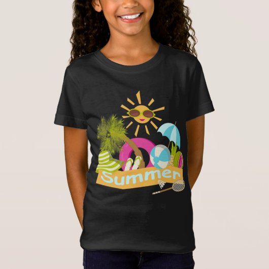 夏のビーチ休暇サングラスに笑顔の太陽 Tシャツ (正面)