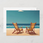 夏のビーチ休暇 ポストカード (正面/裏面)