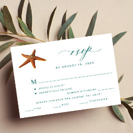 夏のビーチ先ウェディングメニューの選択RSVP 出欠カード