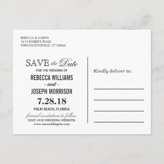 夏のビーチ写真ヒトデの結婚式の日付を保存 案内ポストカード (裏面)