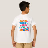 🌞 夏のビーチ引用符 ハッピーキッズ 🍉 Tシャツ (裏面フル)
