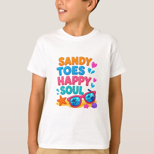 🌞 夏のビーチ引用符 ハッピーキッズ 🍉 Tシャツ (正面)