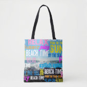 夏のビーチ時間おもしろい トートバッグ (正面)
