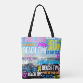 夏のビーチ時間おもしろい トートバッグ (裏面)