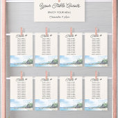 夏のビーチ水結婚色のテーブル席カード 招待状