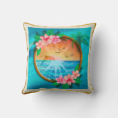 夏のビーチ海の鳥は空に飛び、虫の日当たりの良い クッション (裏面)