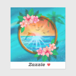 夏のビーチ海の鳥は空に飛び、虫の日当たりの良い シール