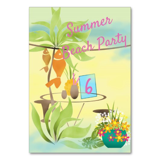 夏のビーチ海カフェバーカクテルパーティー日の日p テーブルナンバー (正面)