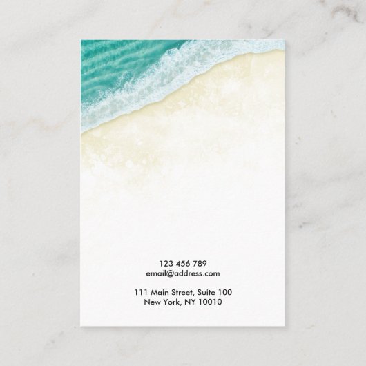 夏のビーチ海書道ネックレスディスプレイ 名刺 (裏面)