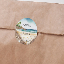 夏のビーチ海熱帯の目的地の結婚式 ラウンドシール