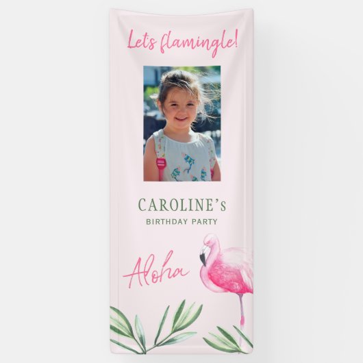 夏のビーチ熱帯の誕生日パーティーの写真 横断幕 (縦)