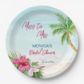 夏のビーチ熱帯ブライダルシャワー印刷 ペーパープレート (正面)