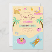 夏のビーチ犬の休暇ベビーシャワー 招待状 (正面)