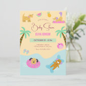 夏のビーチ犬の休暇ベビーシャワー 招待状 (スタンド正面)