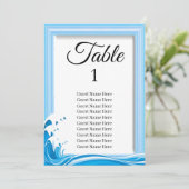 夏のビーチ結婚式シーティンググラフカード 招待状 (スタンド正面)