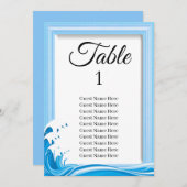 夏のビーチ結婚式シーティンググラフカード 招待状 (正面/裏面)