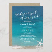 夏のビーチ結婚式ヒトデのリハーサルディナー 招待状 (正面/裏面)