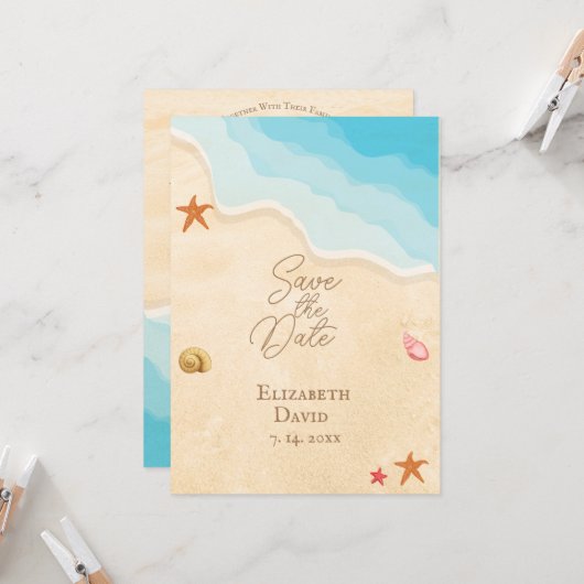 夏のビーチ結婚式招待状 招待状 (正面/裏面インサイチュ)