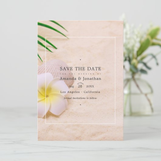 夏のビーチ結婚式日付の保存 セーブザデート (スタンド正面)