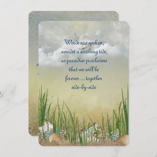 夏のビーチ結婚式 招待状 (正面/裏面)