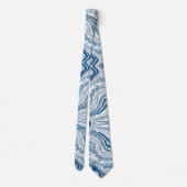 夏のビーチ航海の波の水色の青い渦巻き ネクタイ (裏面)