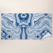 夏のビーチ航海の波の水色の青い渦巻き ビーチタオル (正面)