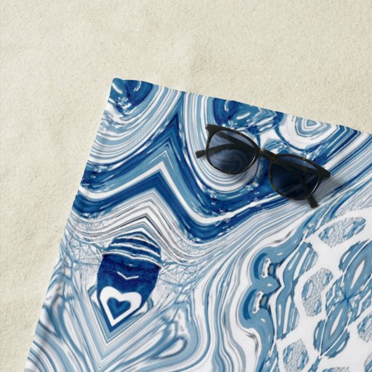 夏のビーチ航海の波の水色の青い渦巻き ビーチタオル (インサイチュ)