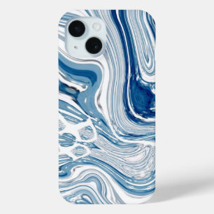 夏のビーチ航海の波の水色の青い渦巻き iPhone 15ケース