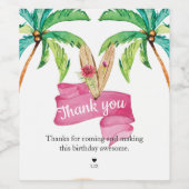 夏のビーチ誕生日サンキュービッグ ワインラベル (シングルラベル)