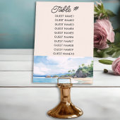 夏のビーチ ウォーターカラー結婚式 テーブル席札 招待状