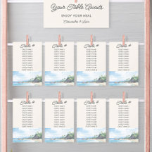 夏のビーチ ウォーターカラー結婚式 テーブル席札