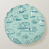 夏のビーチ。シームレスなパッテ ラウンドクッション (裏面)