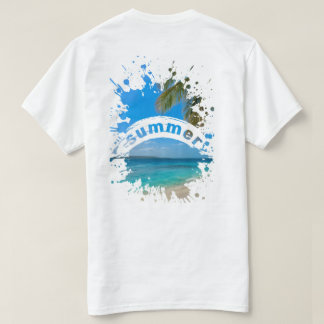 夏のビーチ スプラッシュ イラスト Tシャツ