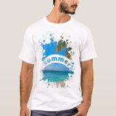 夏のビーチ スプラッシュ イラスト Tシャツ (正面)