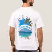 夏のビーチ スプラッシュ イラスト Tシャツ (裏面)