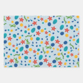 夏のビーチ(ヒトデ、貝殻、小石) ラッピングペーパーシート (正面)