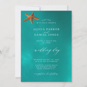 夏のビーチ ブルーオーシャン デスティネーション ウェディング 招待状 (正面)