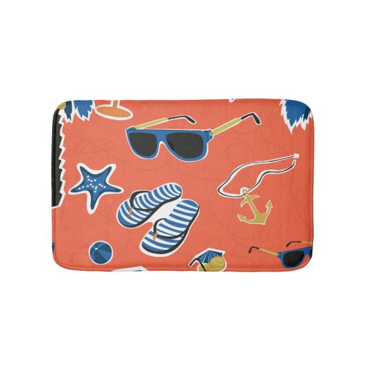 夏のビーチ:リラックスのシームレスなパターン。 バスマット (正面)