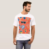 夏のビーチ:リラックスのシームレスなパターン。 Tシャツ (正面フル)