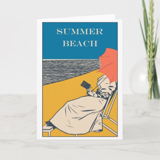 夏のビーチ ヴィンテージポスター カード (正面)