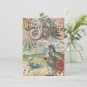 夏のビーチ ヴィンテージ タコ 骨董 帆船 招待状 (スタンド正面)