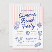 夏のビーチ 大人の誕生日パーティー 招待状 (正面)