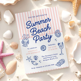 夏のビーチ 大人の誕生日パーティー 招待状