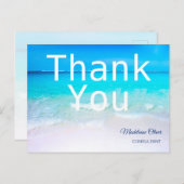 夏のビーチ 白 青い海の景色 サンセット お礼 ポストカード (正面/裏面)