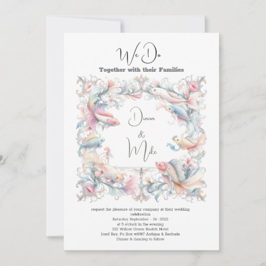 夏のビーチ、詳細 招待状 (正面)