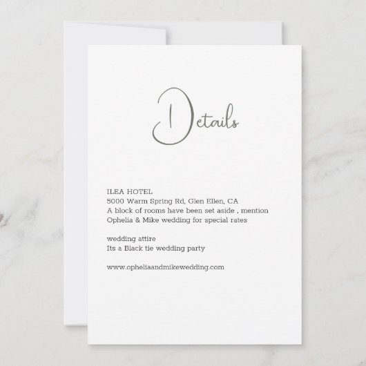 夏のビーチ、詳細 招待状 (裏面)